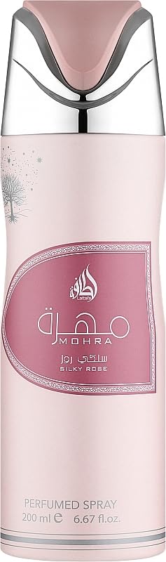 Lattafa Mohra Silky Rose For Unisex Perfumed Deodorant Spray, 6.7 Ounce