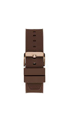 GUESS Men's 43mm Watch - Brown Strap Navy Dial Coffee Case