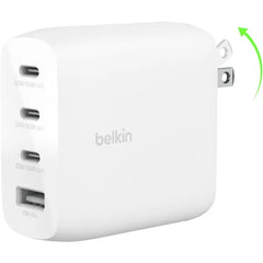 Belkin 112W 4-Port GaN Charger – USB-C PD & USB-A Super Fast Charging for MacBook, iPhone 17, Galaxy S25, iPad, Pixel & Nintendo Switch 2 – White