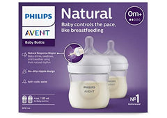 PHILIPS AVENT Baby Bottle with Natural Response , 4 Oz, 2 Count