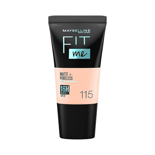 Maybelline New York Liquid Foundation, Matte & Poreless, Full Coverage Blendable Normal to Oily Skin, Fit Me, 115 Ivory