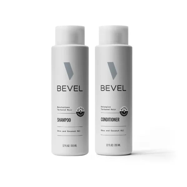 Bevel Shampoo and Conditioner Set for Men - Hair Wash Bundle Pack with Shea Butter and Coconut Oil Moisturizes and Detangles Textured Hair - 12 oz (2 Pack)