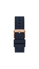 GUESS Rose Gold-Tone and Navy Silicone Multifunction Watch