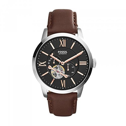 Fossil Townsman Men Black Dial Leather Band Automatic Watch - Me3061, Brown Band, Analog Display