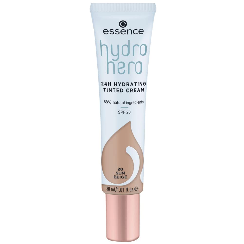 Essence Hydro Hero 24H Hydrating Tinted Cream, Make-Up, Foundation, No. 20 Sun Beige, Nude with Spf - 30 Ml