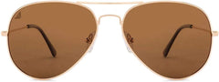 Vincent Chase Eyewear By Lenskart | Full Rim Aviator Branded Latest and Stylish Sunglasses | Polarized and 100% UV Protected | Men & Women | Medium | VC 5158/P-Pack of 1 | Golden Frame / Brown Lens