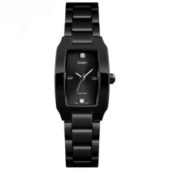 SKMEI Watches for Women Ladies Female Simple Square Stainless Luxury Fashion Small Slim Analog Quartz Waterproof Dress Casual Wife Girls Gifts Gold Wrist Watch - L1400 Black