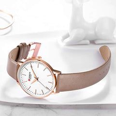 Curren 9021 Quartz Movement Round Dial Stainless Steel Strap Waterproof Women Watch - Gold, White