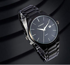 CURREN Herren-Armbanduhren, klassisch, schwarz/silber, Stahlband, Quarz, Analog-Armbanduhr mit Datum fr Mann - Black
