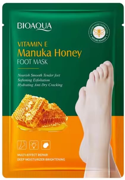 BIOAQUA Exfoliating Foot Mask – Moisturizing Peeling Treatment for Dry, Cracked Heels and Callus Removal – Foot Peel Mask for Smooth, Soft Feet (1 Pair)
