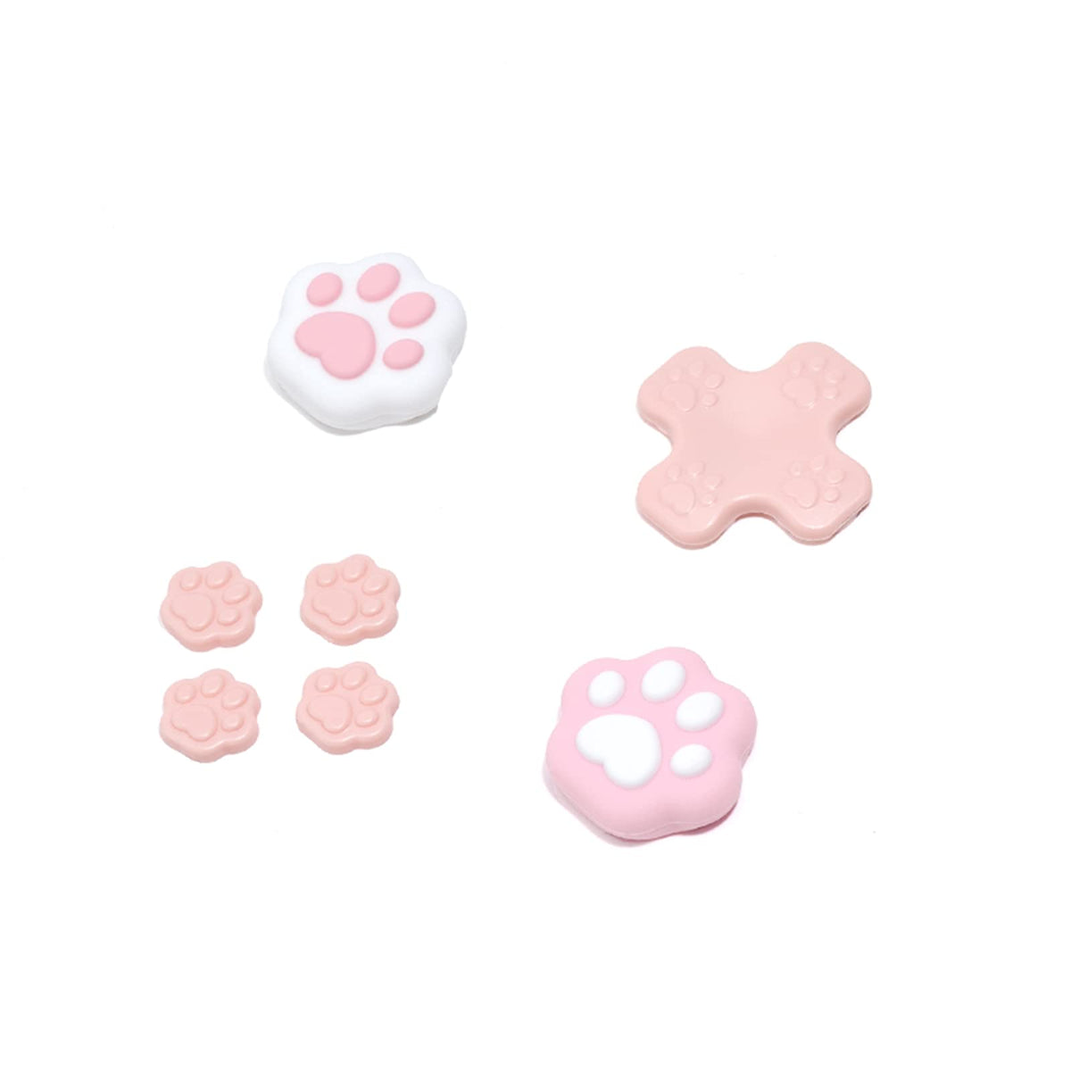 GeekShare Cat Paw Button Caps Thumb Grips Set, Joystick Cover Caps Compatible with Switch/OLED (Pink)