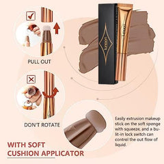 MAKINGTEC 4 Colors Liquid Contour Beauty Wand Set with Cushion Applicator,Highlighter & Blush, Waterproof Contour Pen, Highlighter Stick, Blush Stick Easy to Create 3D Face Makeup Natural Matte Finish