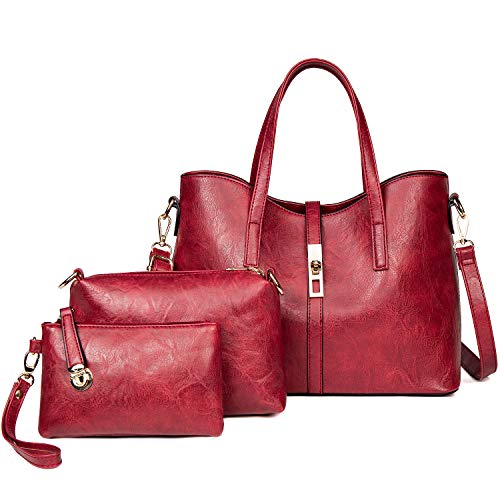 TcIFE Purses and Handbags for Womens Satchel Shoulder Tote Bags Wallets - Wine Red