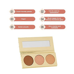 Gerard Cosmetics Starlet Palette Sunset & Vine 3 SHADE HIGHLIGHTER AND BRONZER FACE PALETTE, smooth application, highly pigmented, Use for blush, bronze and contour. CRUELTY FREE & USA MADE, VEGAN