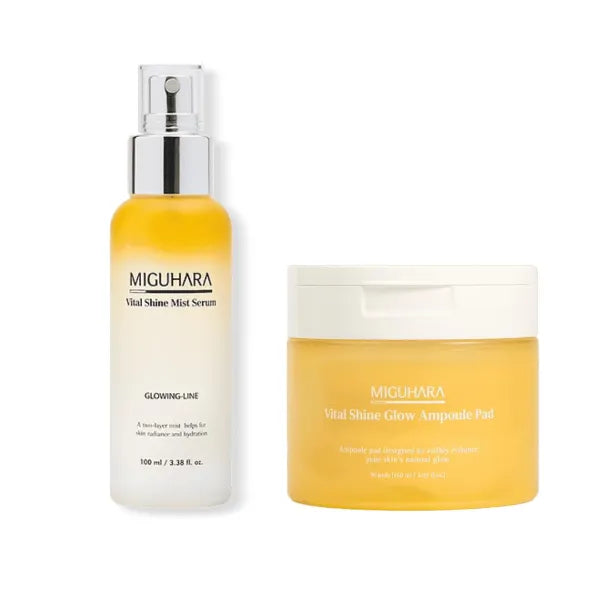 MIGUHARA Vital Shine Mist Serum & Glow Ampoule Pad Bundle