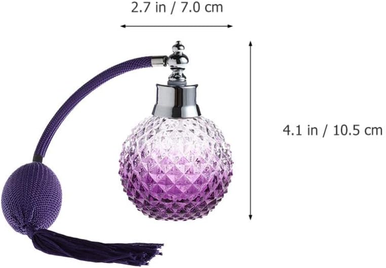 100ml Vintage Perfume Glass Bottle Retro Style Victorian Perfume Purple Jar Spray Bulb Tassel Perfume Refillable Atomizer for Women Ladies