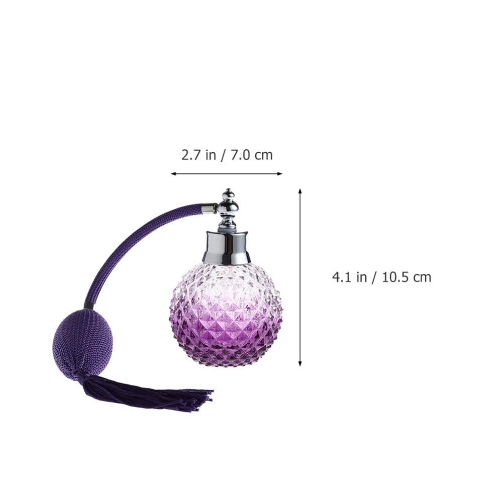 100ml Vintage Perfume Glass Bottle Retro Style Victorian Perfume Purple Jar Spray Bulb Tassel Perfume Refillable Atomizer for Women Ladies