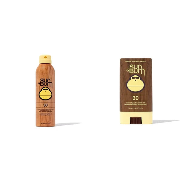 Sun Bum Original SPF 50 Sunscreen Spray + SPF 30 Sunscreen Face Stick Bundle | Vegan and Reef Friendly