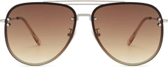 VIVIENFANG Premium Rimless Oversized Aviator Sunglasses for Women, Polarized PC Lens UV Protection Womens Shade VF2203