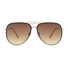 VIVIENFANG Premium Rimless Oversized Aviator Sunglasses for Women, Polarized PC Lens UV Protection Womens Shade VF2203