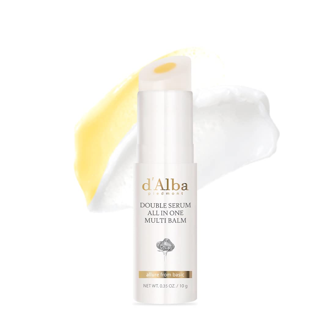 Dalba Piedmont Italian White All-in-One Double Truffle Serum, Vegan Multi-Purpose Skincare Balm, 3-in-1 Treatment with White Truffle for Moisture and Wrinkle Improvement, Glow Finish Serum Stick
