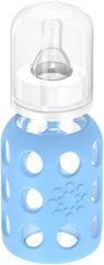 Lifefactory Glass Baby Bottle with Silicone Sleeve, 2 Pack (Blue, 4oz)