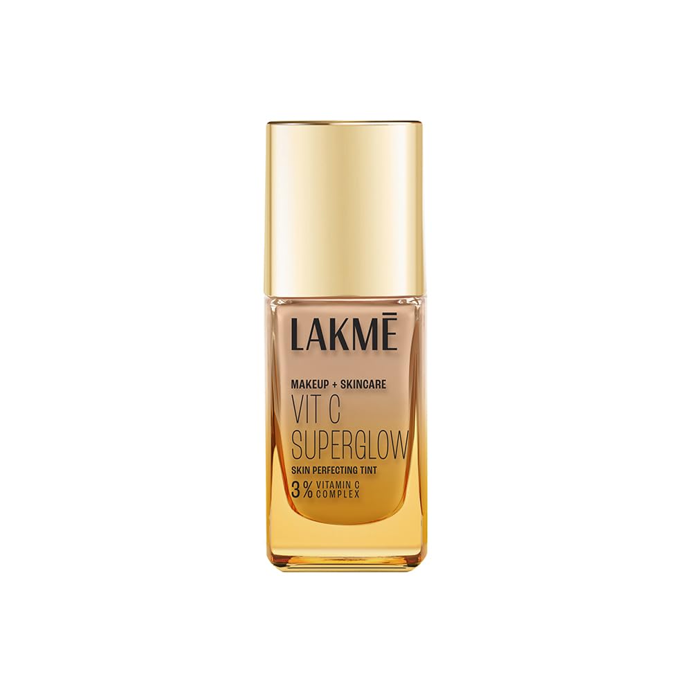 LAKMÉ Makeup+Skincare VitC Superglow Skin Perfecting Natural Liquid Tint, Medium Coverage, Neutral Nude N200, 25ml (All Skin Type)