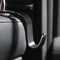 Sulfar Universal Vehicle Car Backseat Headrest Hanger Storage Organizer, Black Car Back Seat Headrest Hooks, Car Seat Accessory For Handbags, Purses, Coats, And Grocery Bags, Bottle Holder 4-Pack