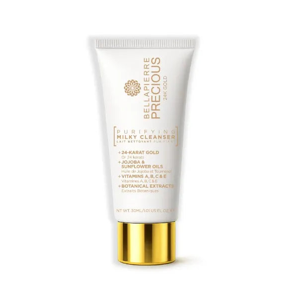 bellapierre PRECIOUS 24K Purifying Milky Cleanser – Gentle All-Natural Face Wash with Gold For All Skin Types, Hydrating, Moisturizing - 30ml