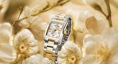 Bulova Ladies' Classic Diamond Two-Tone Stainless Steel 3-Hand Quartz Watch, Rectangle - Band Two Tone