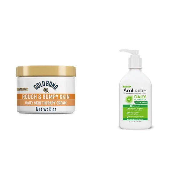 Gold Bond Rough & Bumpy Cream & AmLactin Daily Nourish  Lotion – 12% Lactic Acid for Dry Skin