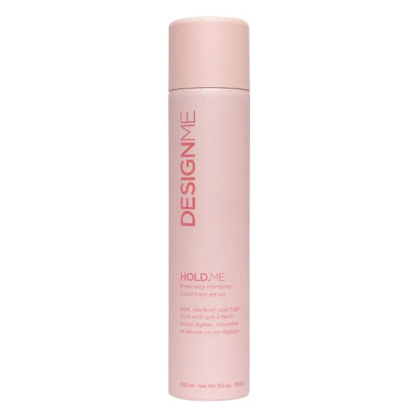DESIGNME HOLD.ME Three-Way Hairspray | Multi-Purpose Styling Spray for Hold and Volume | Provides Heat Protection & Shine | Flexible Hold, Fast-Drying and Long-Lasting for All Hair Types, 9.5 Fl Oz