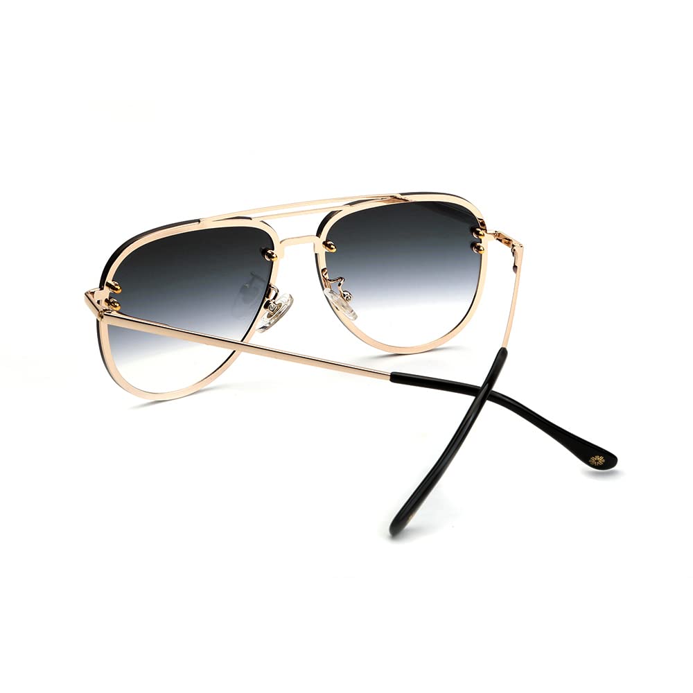 VIVIENFANG Premium Rimless Oversized Aviator Sunglasses for Women, Polarized PC Lens UV Protection Womens Shade VF2203