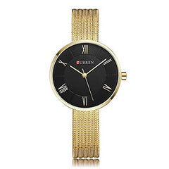 CURREN 9020 Fashion Lady Quartz Watch Women Bracelet Wrist Watch Relogio Feminino (gold black)
