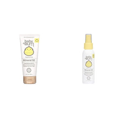 Sun Bum Baby Bum SPF 50 Sunscreen Lotion and Spray Bundle - Mineral UVA/UVB Protection for Sensitive Skin - Travel Size - 3 FL OZ Each