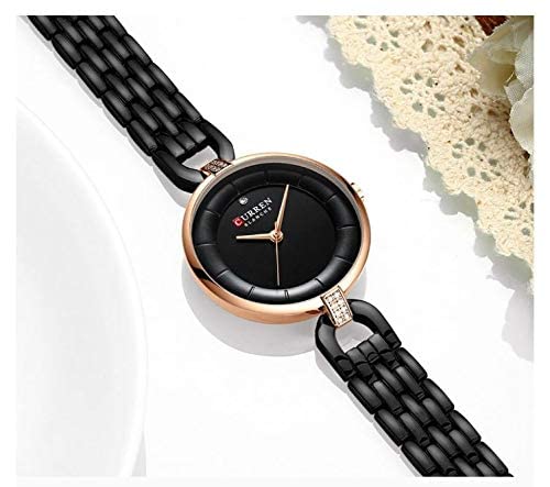 CURREN 9052 Women's Luxury Steel Mesh Wristwatch - Black