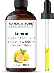 MAJESTIC PURE Lemon Essential Oil | 118 ml | 100% Pure and Natural Lemon Oil | Premium Grade Essential Oils for Hair Care, Home Diffusers, Skin, Aromatherapy, Massage and Humidifiers