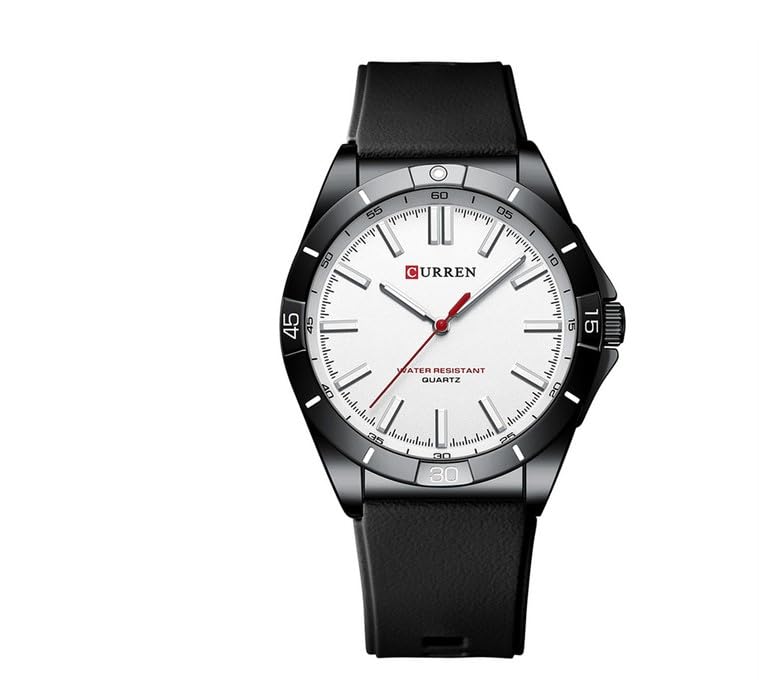 CURREN New Model CURREN Men's Analog Quartz Wrist Watches Simple Watches Silicone Band Luminous Wristwatch Business Men 8449 Fashion - BLACK WHITE