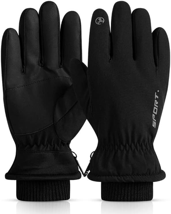 Winter Ski Gloves, Waterproof Touchscreen Snowboard Gloves, Windproof Warm Snow Gloves for Mens, Womens, Skiing, Snowboarding, Running and Cycling, One Size - Black