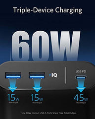 Anker PowerCore+ 26800 PD 45W Power Bank with 30W PD Charger for iPad Pro, iPhone 16/15/14 Series/Pro/Max, iPhone X, and More