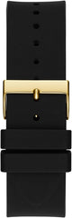 GUESS Mens 48mm Watch - Black Strap Silver Dial Silver Tone Case