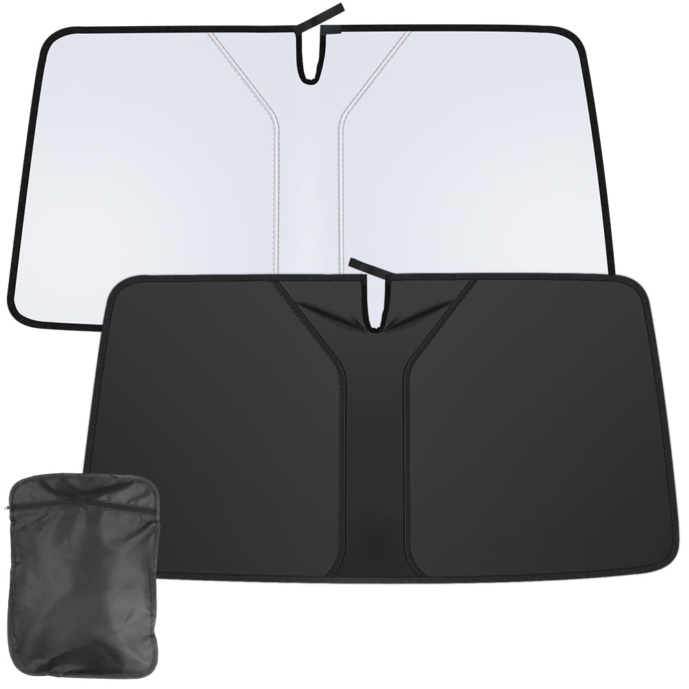 RESCIEN Car Windshield Sunshade 142*66cm Upgraded Thickened material Car Front Window High magnification sun protection To Keep Your Vehicle Cool with Storage bag Blocks UV Ray For Most Cars SUV MPV