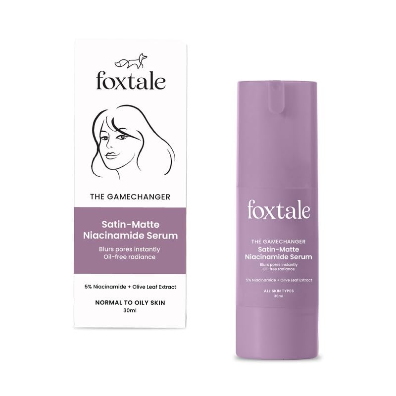 FoxTale 5% Niacinamide Face Serum | Fades Blemishes & Acne Marks | Reduce Dark Spots | Controls Oil and Brightens Skin | Lightweight & Non-sticky | All Skin Types | Men & Women - 30ml