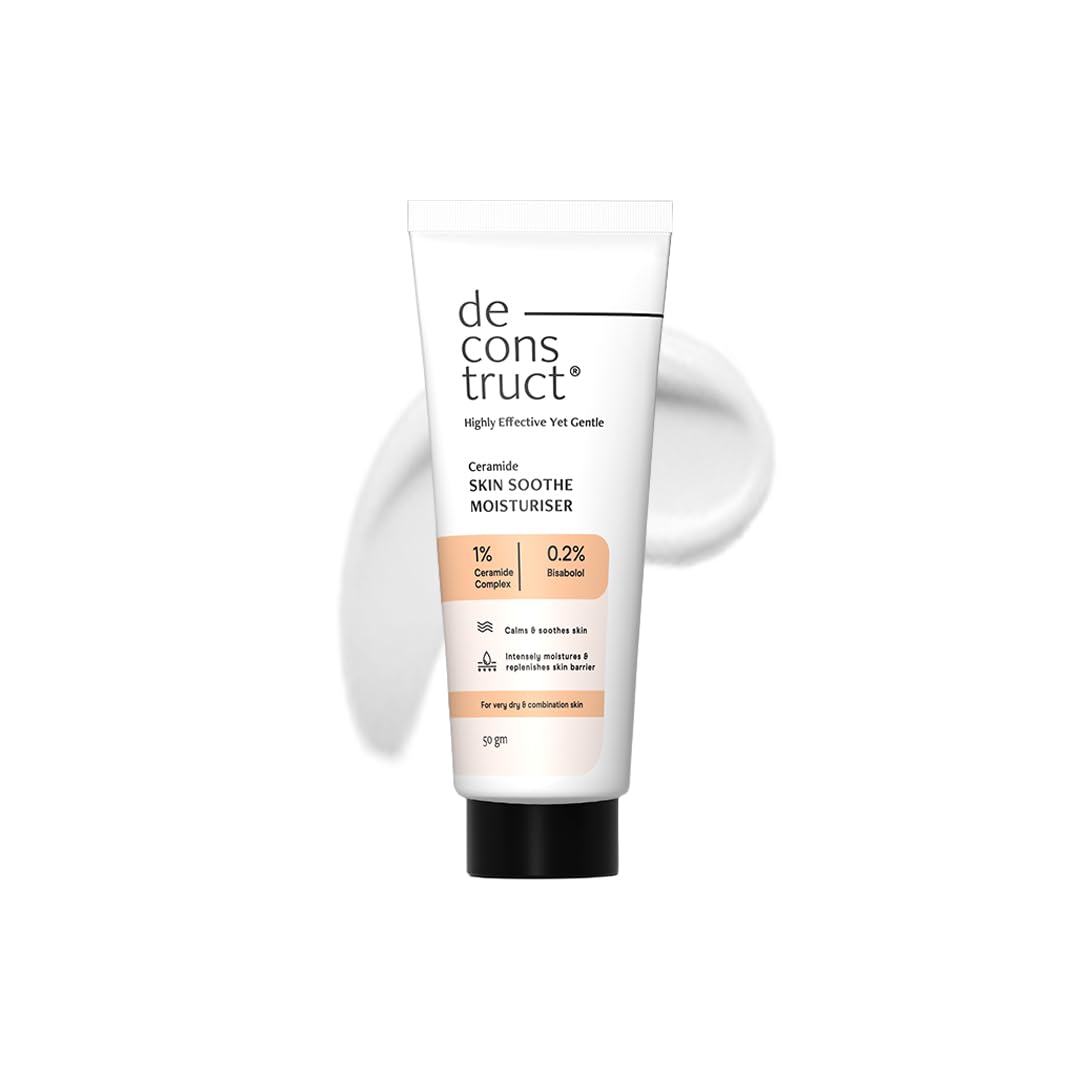 Deconstruct Skin Soothe Moisturizer | 1% Ceramides + 0.2% Bisabolol Lightweight Cream Moisturiser | For Dry to Combination Skin | 50 gm
