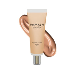 FLiCKA Tomato Liquid Foundation for Face Makeup 30ml | Light to Medium to Buildable Coverage | Moisturizing, Lightweight & Long Lasting | All Skin Types | 04 Walnut