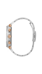 GUESS US Men's Silver-Tone Cut-Through Multifunction Watch
