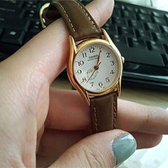 Casio Womens Quartz Watch, Analog Display and Leather Strap