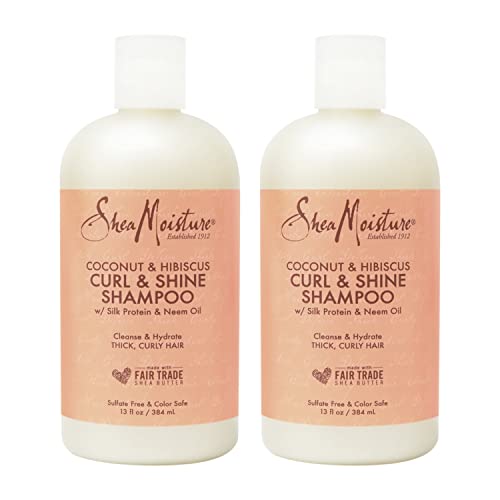 Shea Moisture Coconut Hibiscus Curl & Shine Shampoo, 13 oz, Pack of 2