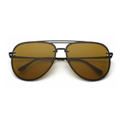 VIVIENFANG Premium Rimless Oversized Aviator Sunglasses for Women VF2203 - Black/Brown