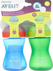 Philips Avent My Grippy Spout Sippy Cup with Soft Spout and Leak-Proof Design, Blue/Green, 10oz, 2pk, SCF801/21